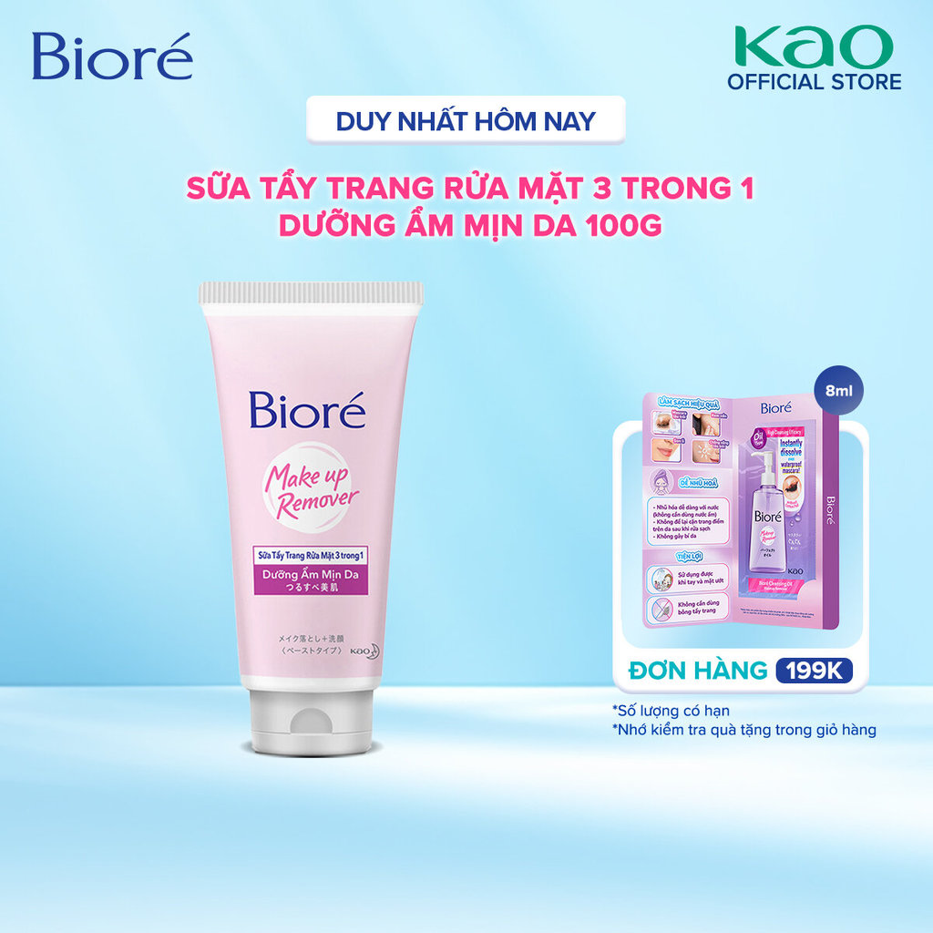 Sữa Tẩy Trang Rửa Mặt 3 Trong 1 Dưỡng Ẩm Mịn Da Biore 100g