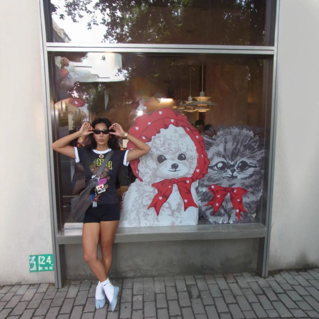 GAN* 2025 Autumn New Designer's Letter and Little Bear Printed Round Neck Pure Cotton Slim Fit Short