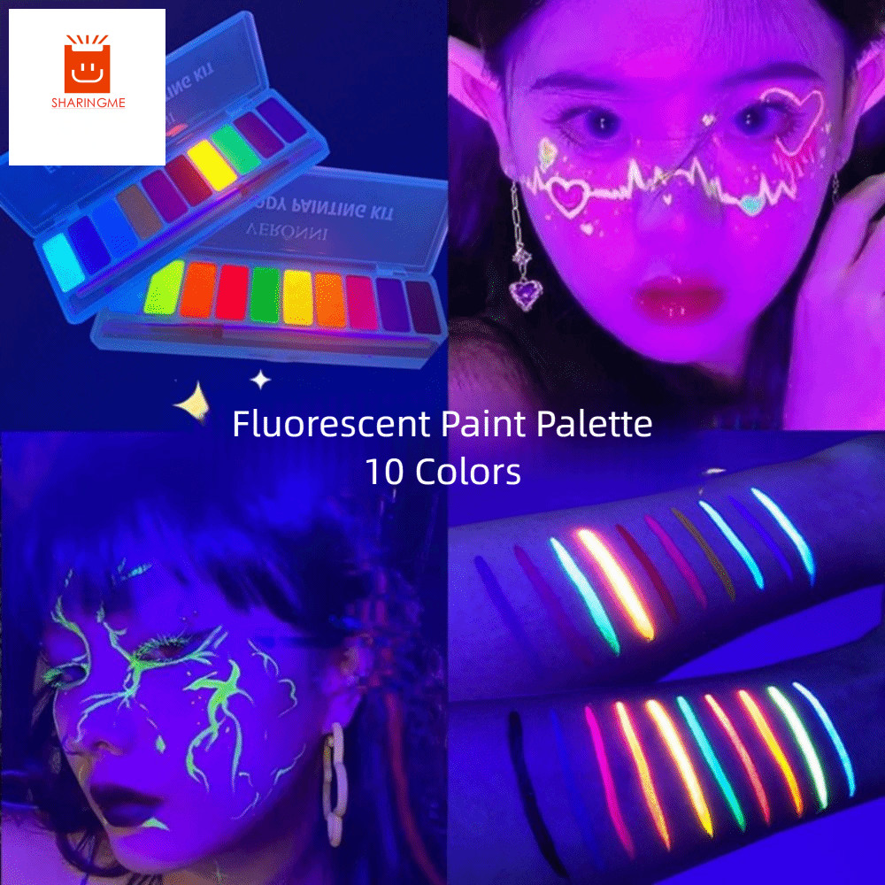 SHARINGME Dạ Quang Body Face Painting Kit, Nhiều Màu Sắc Dạ Quang Body Art Painting, Trang Điểm Làm 