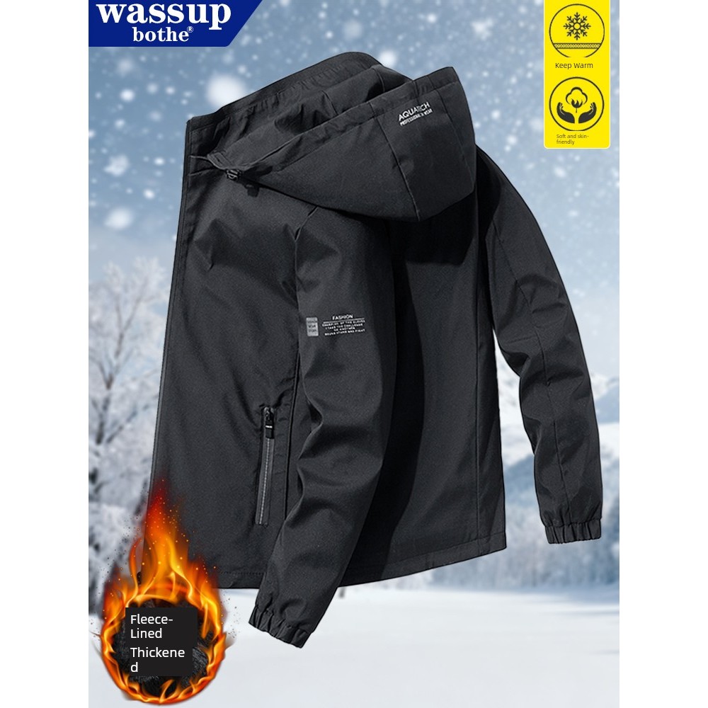 áo khoác lông cừu nam áo khoác lông cừu Áo khoác nam chống gió Áo khoác độn bông Thu Đông Đệm lông c