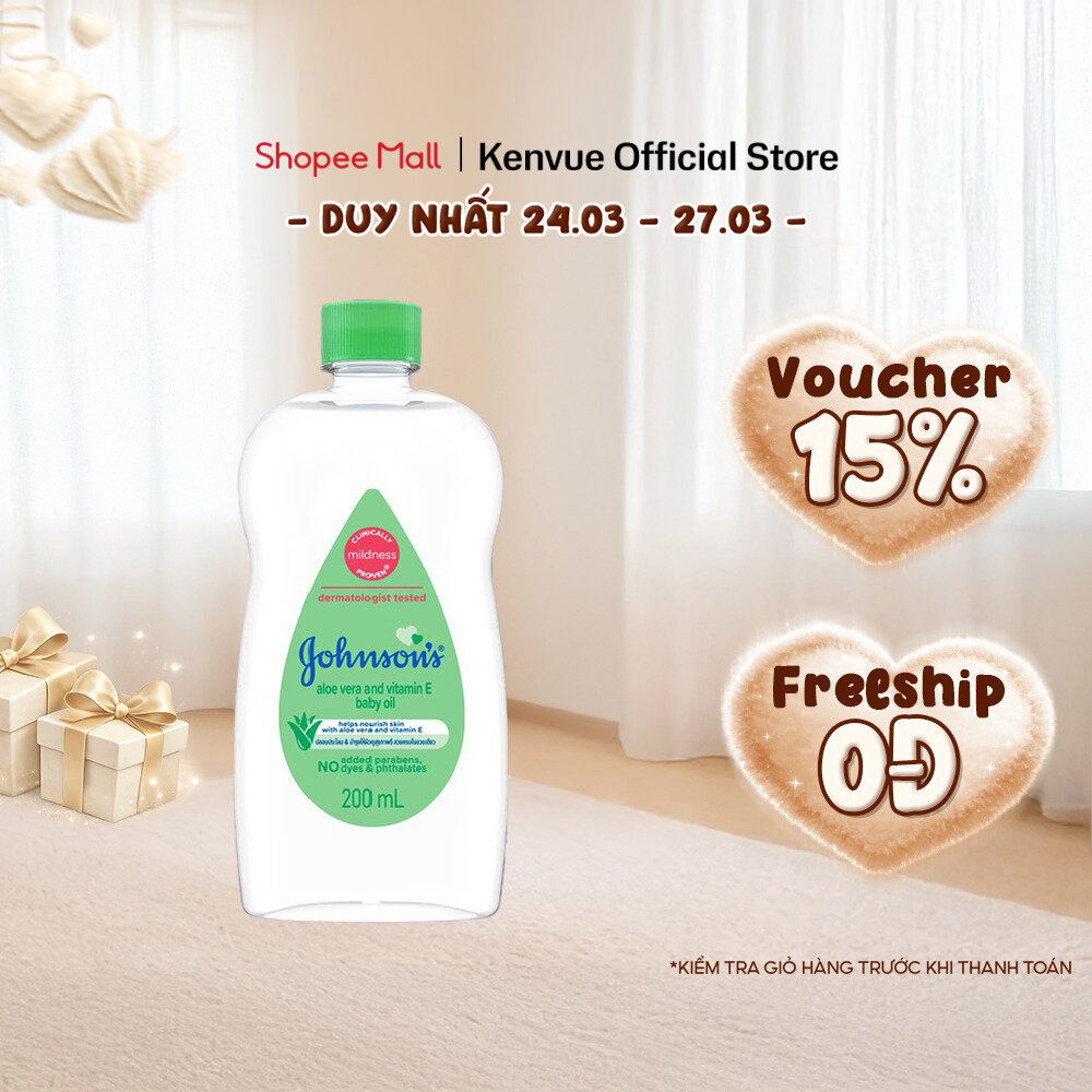 Dầu Mát Xa Cho Bé Johnson's Baby Oil Aloe Vera & Vitamin E 200ml