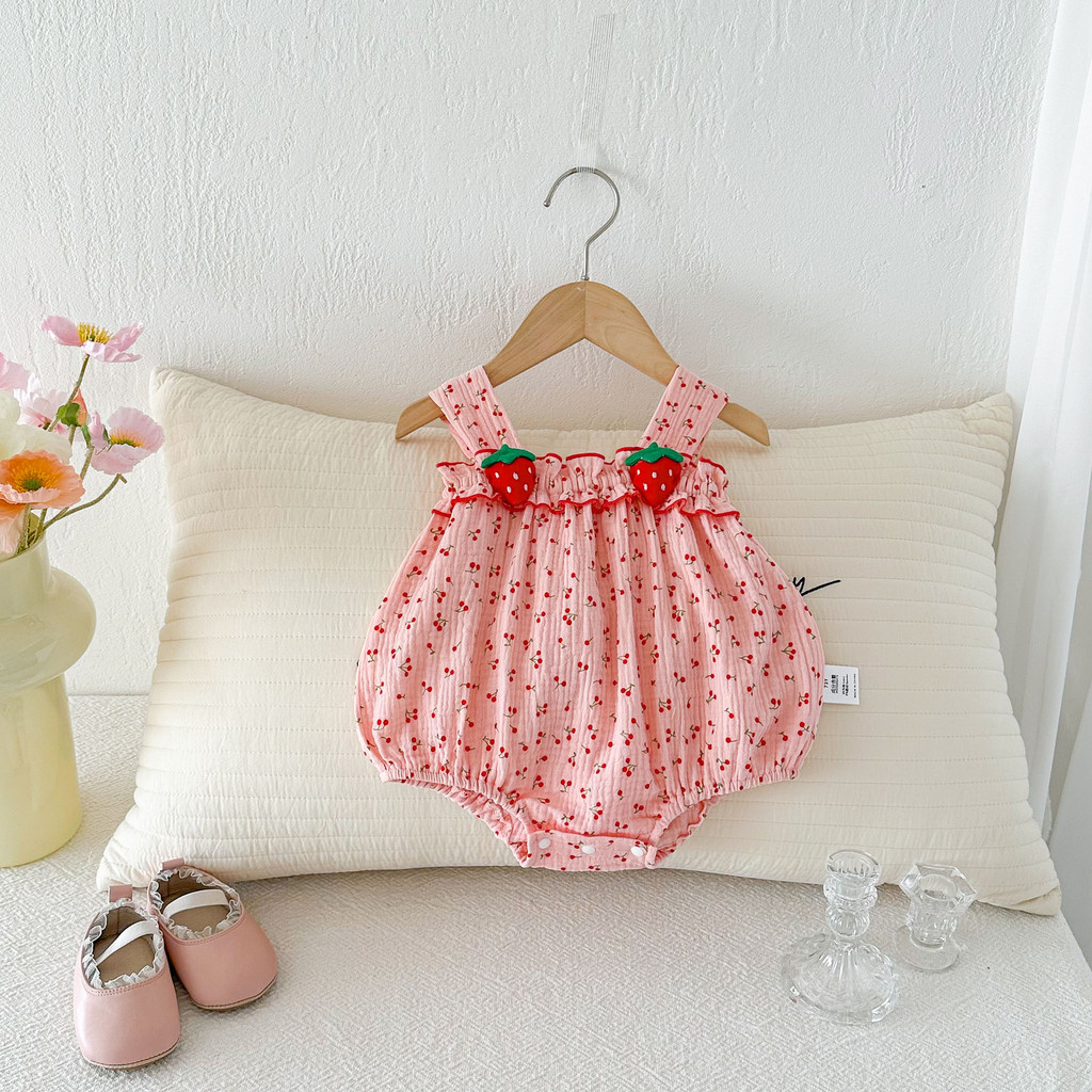 Quần Áo Cho Bé Mùa Hè Sơ Sinh Quần Áo Cho Bé Sling Jumpsuit Full Tháng Trăm Ngày Áo Liền Quần Cotton