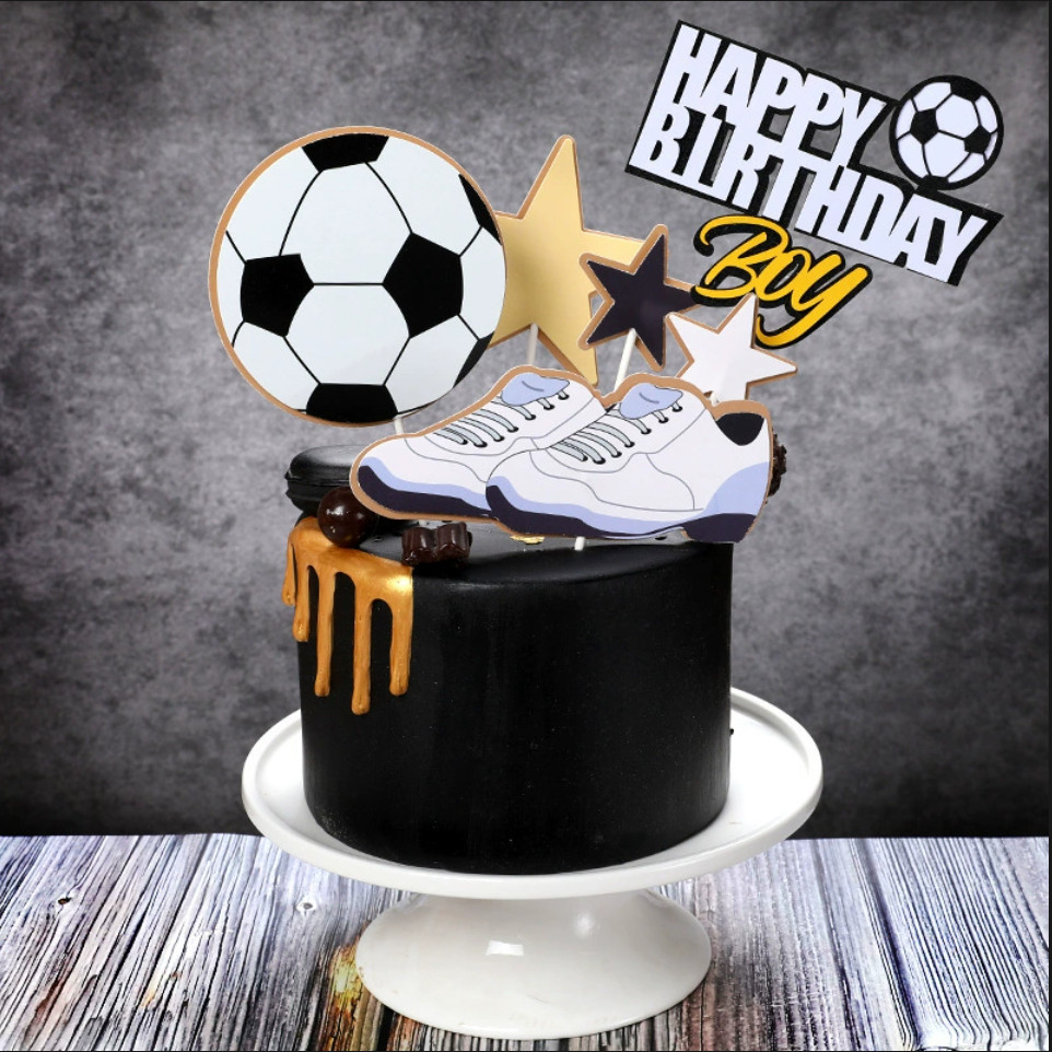Trang trí bánh sinh nhật Soccer Element - Jersey Cleats Soccer + Bộ Topper chúc mừng sinh nhật