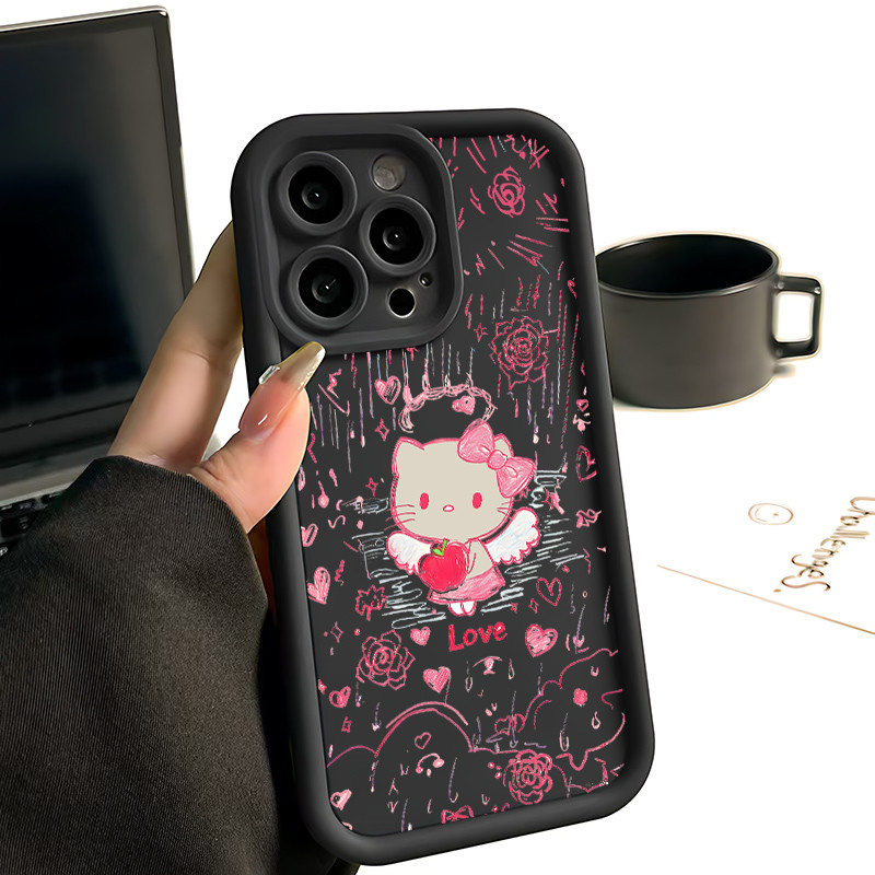 Ốp Lưng cho OPPO A9 2020/A5S/A3S/A3X/A5 pro/A15/A16/A16K/A17 Hello Kitty Thiên Sứ Vẽ TPU Soft Shell 