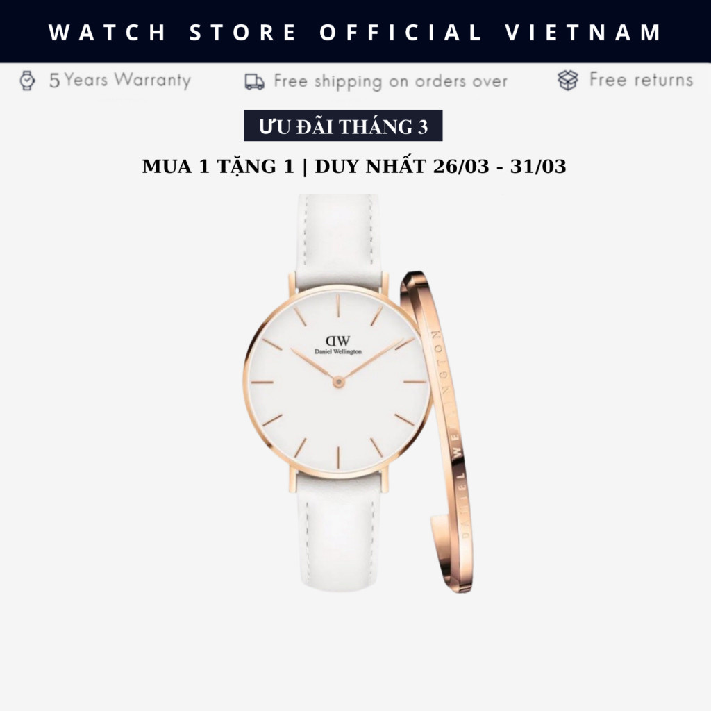 [Chính Hãng] Đồng Hồ Nữ Daniel  Classic Petite Bondi Rose Gold Kèm Vòng Tay D . W Cuff Chính Hãng