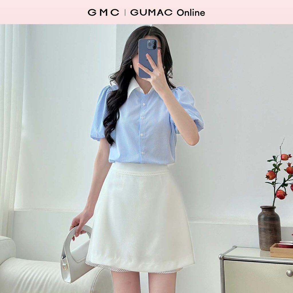 Quần giả váy nữ GUMAC form A phối viền ren cách điệu trẻ trung GUMAC VF01070