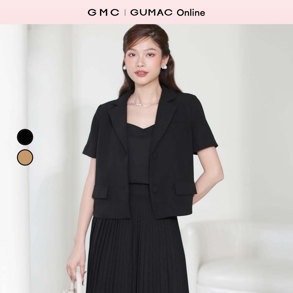 Áo Blazer nữ dáng lửng tay ngắn nút bọc công sở thanh lịch thời trang GUMAC LOWE0722 - LOWF0538