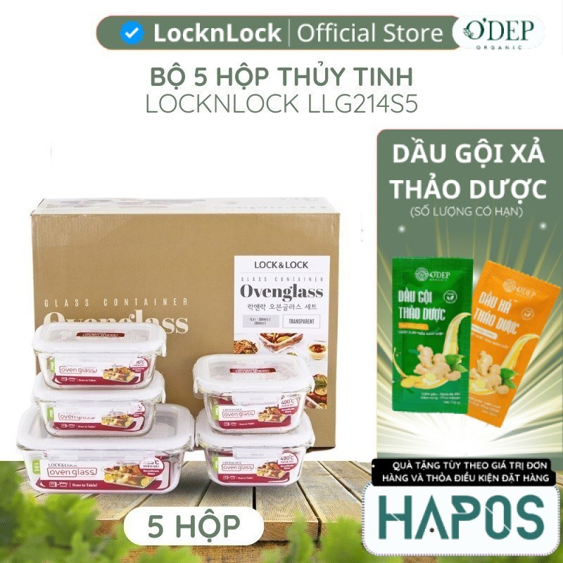 Bộ 5 hộp thủy tinh LocknLock Euro LLG214S5 dùng được trong lò vi sóng - Chính Hãng  MALL OFFICIAL - 