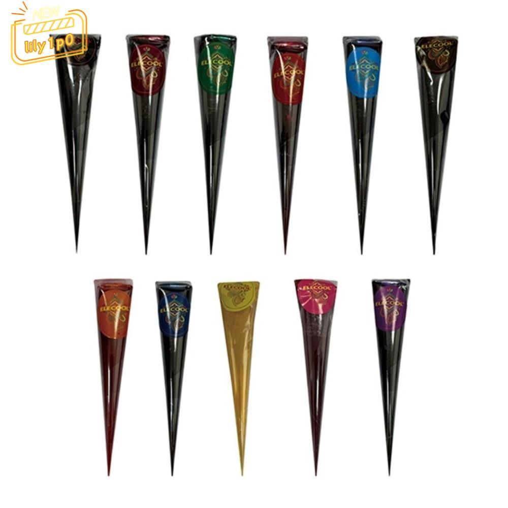 LILY1P0 Henna Tattoo Cream, Bán vĩnh viễn Màu nâu đen Henna Paste Cone, Kem xăm Dễ sử dụng Kem Henna
