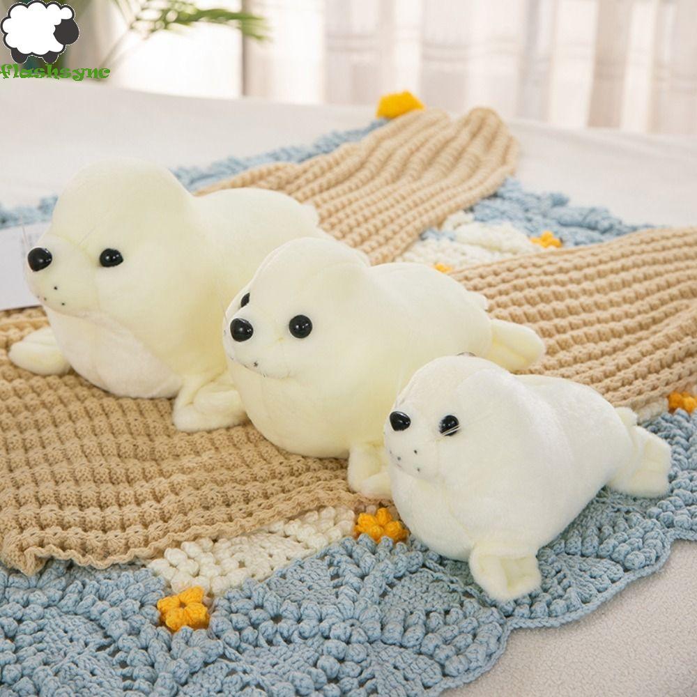 FLASHSYNC Seal Búp bê sang trọng, Gối động vật Fluffy Seal Đồ chơi nhồi bông sang trọng, Lông thú th