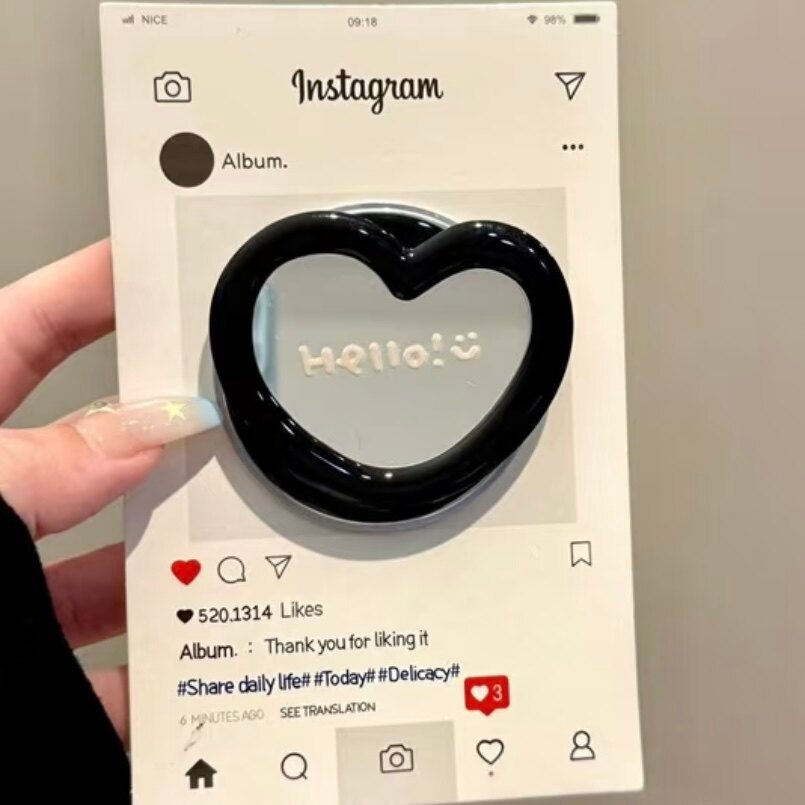 Phong Cách Hàn Quốc Black Love Hello Mirror Giá Đỡ Từ Tính Thích Hợp Cho Điện Thoại Di Động MagSafe 
