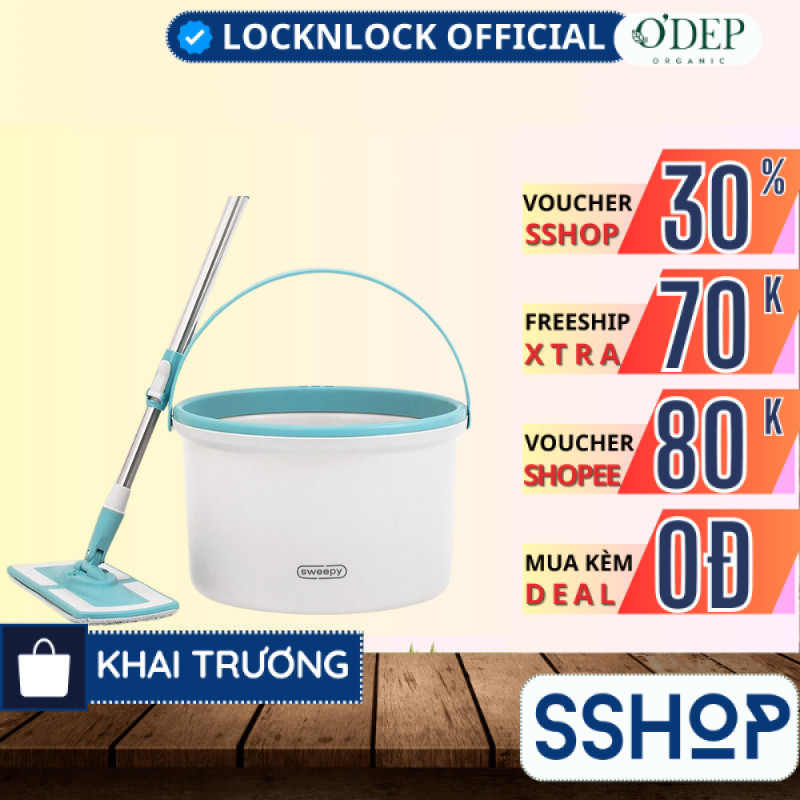 Bộ cây lau nhà thông minh LocknLock SWEEPY 2.5L Chính hãng tự động tách nước bẩn Màu trắng ETM973 - 