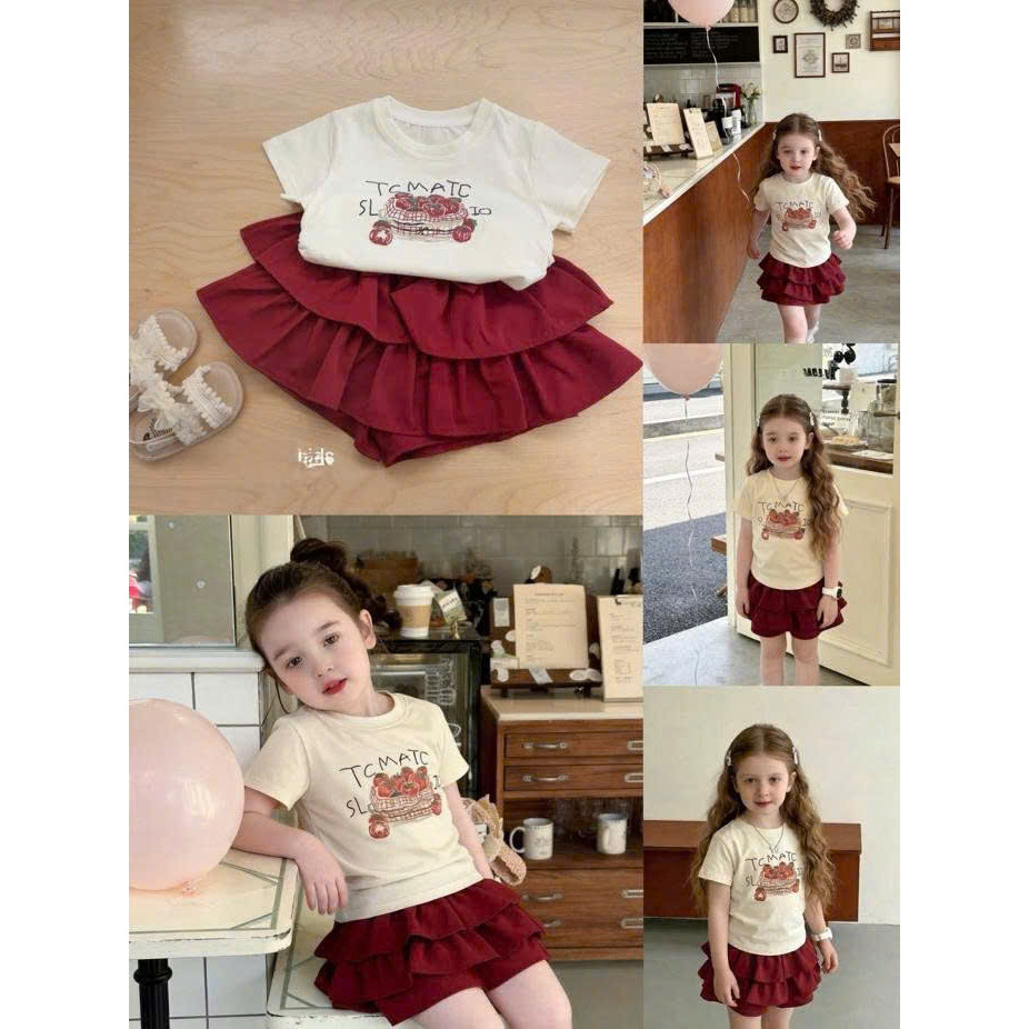 [GẠO Kids Huế] Sét áo thun cà chua kèm chân váy 6962