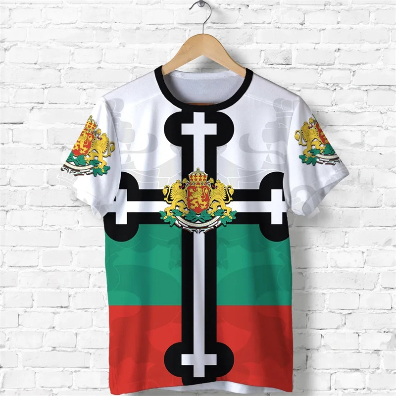Cờ Bulgaria Nam Nữ Áo Thun 2024 Thời Trang Mới Bulgaria Quốc Huy 3D In Hình Cổ Tròn Áo Sơ Mi Quá Khổ