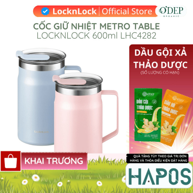 Cốc giữ nhiệt 600ml LocknLock Chính hãng Metro Table Mug LHC4282PIK - HAPOS HBE