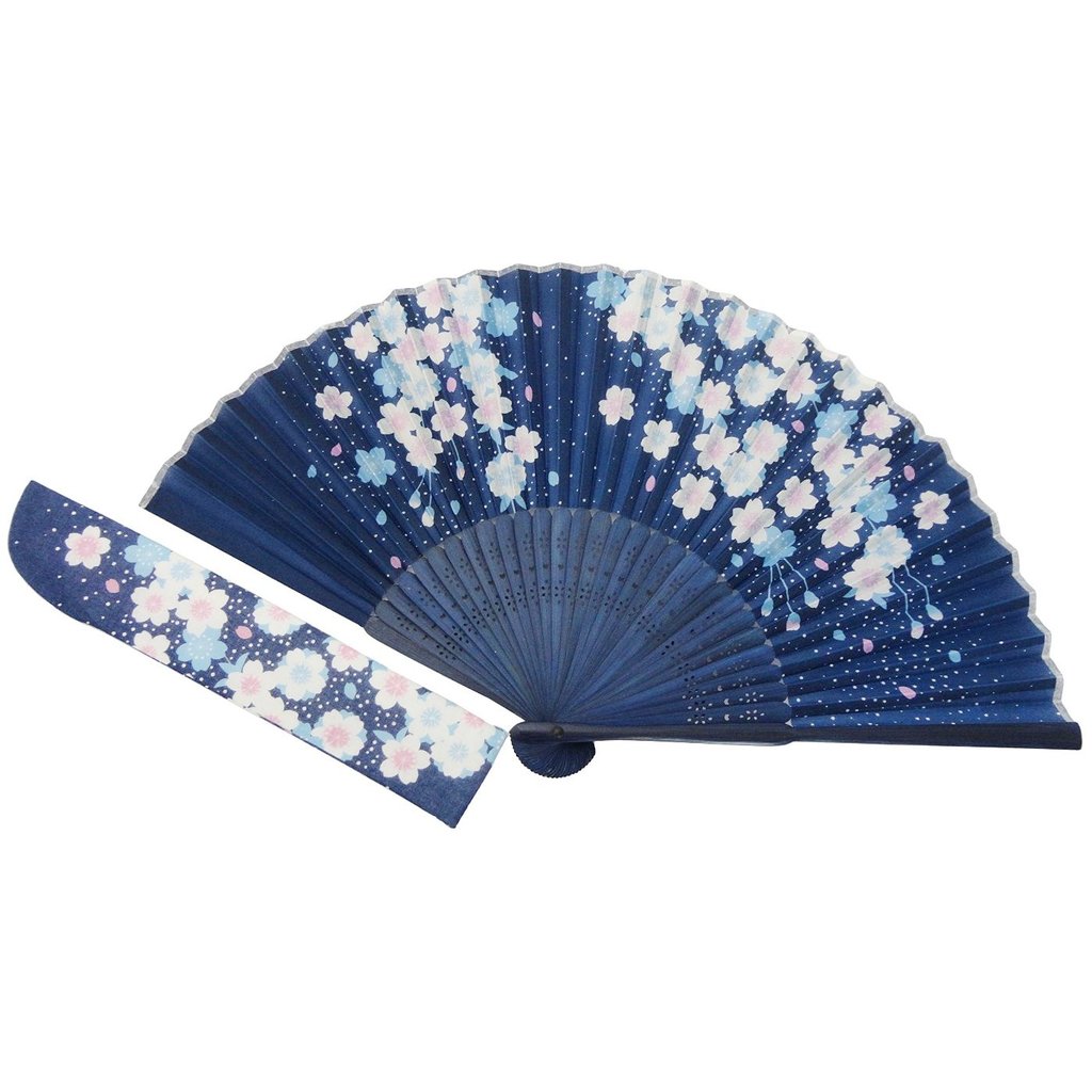 Japanese Style Sakura Folding Fan 1pc with Case Portable Summer Hand Fan
