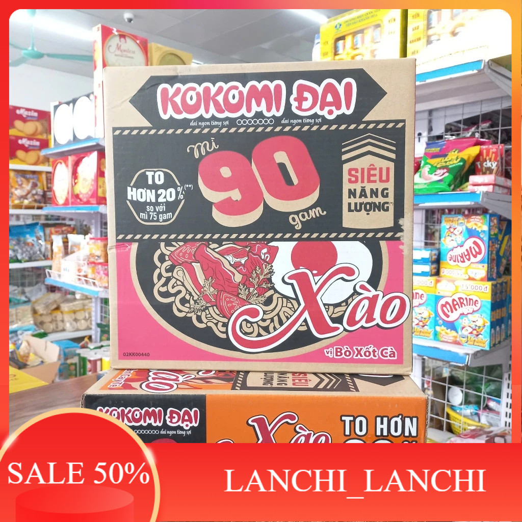 THÙNG 30 GÓI MÌ XÀO KOKOMI ĐẠI 90 VỊ BÒ XỐT CÀ/ HẢI SẢN CAY TÊ 95G