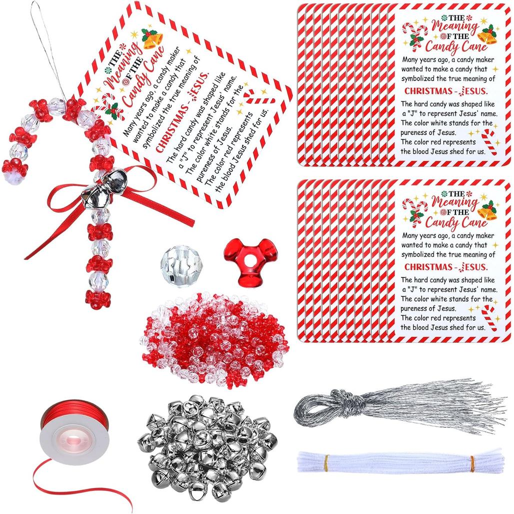 Set 24 Đồ Trang Trí Giáng Sinh với Kẹo Kane, Hình Chú Jesus, 696 Hạt, 24 Card, 48 Chuông và 24 Cheni