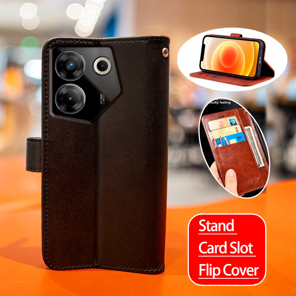 Da Cổ Điển Cổ Điển Cho Tecno Camon 20s Pro 5G CK8n CK8nB Ví Folio Vỏ Điện Thoại Lật Notebook Bao Từ 