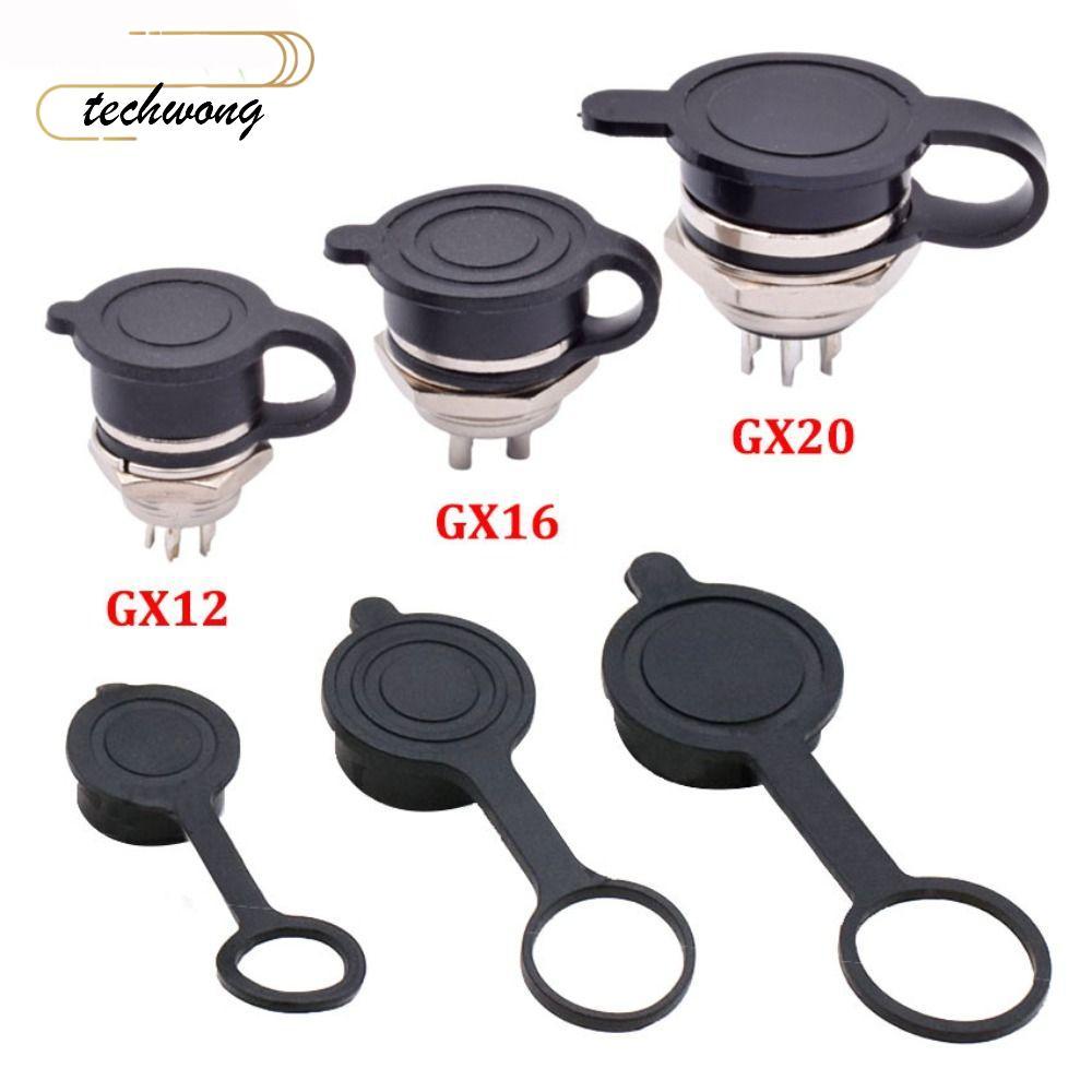 Vỏ ổ cắm tròn hàng không TECHWONG, Vỏ bọc chống bụi GX12 GX16 GX20 nhẹ bằng cao su, chống rò rỉ GX12