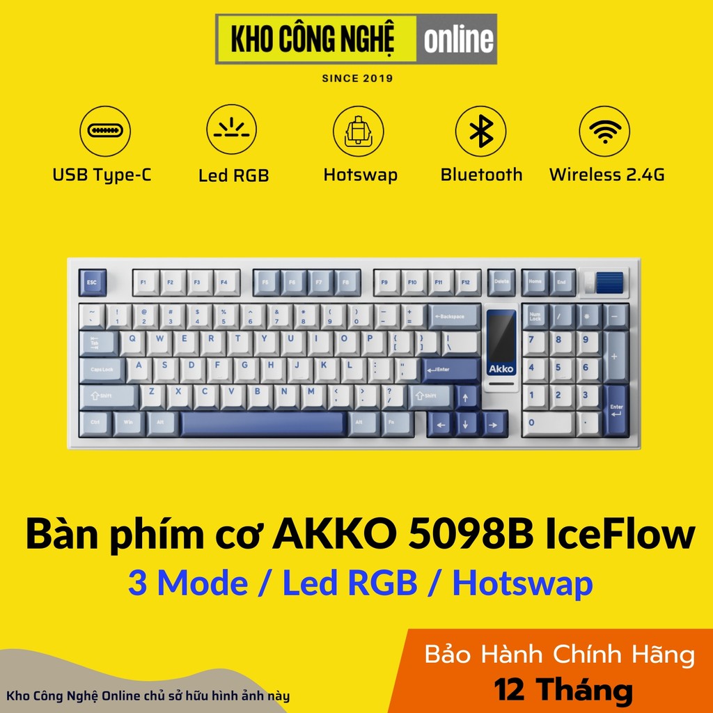 Bàn phím cơ AKKO 5098B IceFlow (Hàng CHính Hãng)