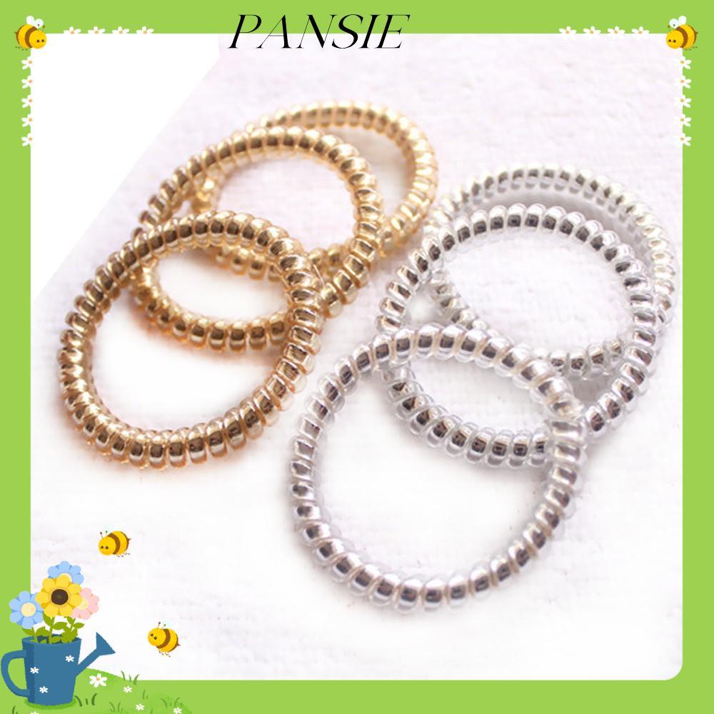PANSIE 10 Chiếc Băng Đô Quấn Tóc Co Giãn Vàng / Bạc Scrunchie