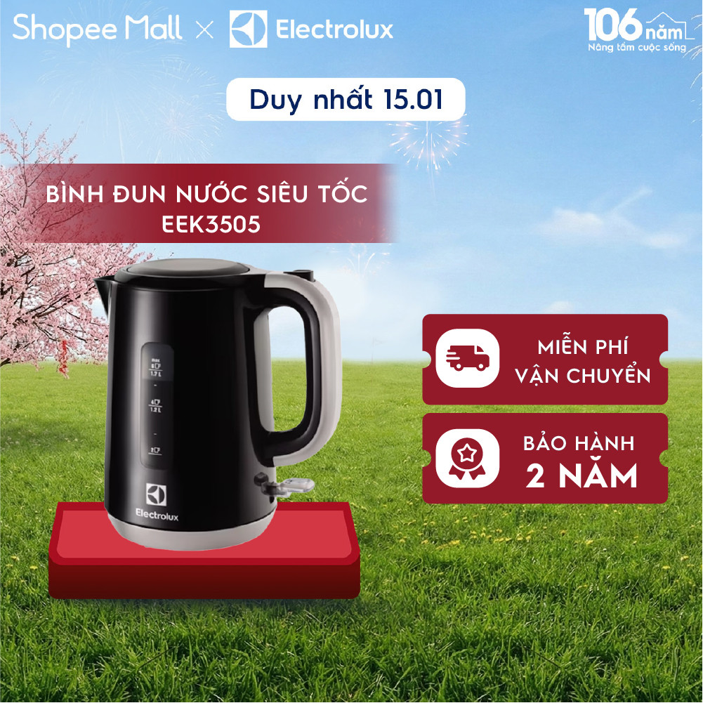Bình đun nước siêu tốc Electrolux 1.7L EasySense EEK3505, tự ngắt điện an toàn