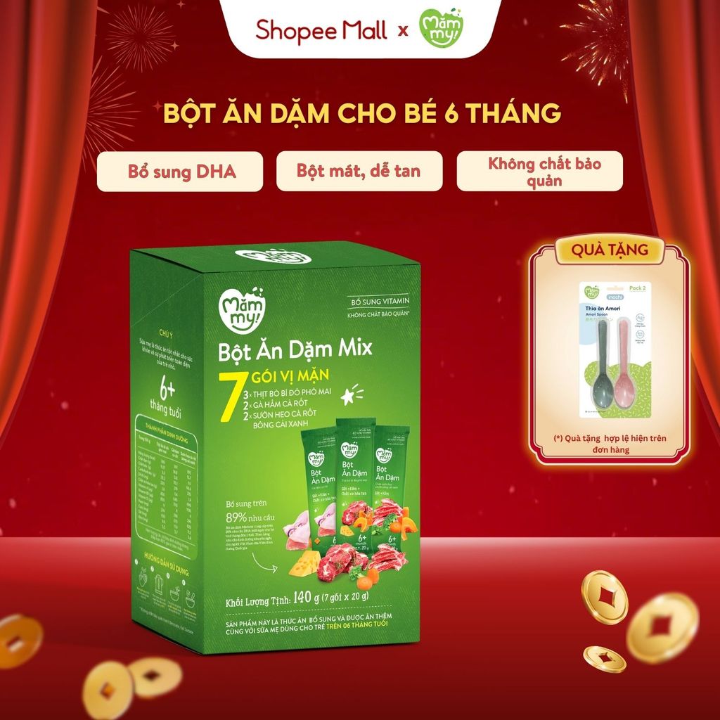 Bột ăn dặm cho bé mix vị Mămmy bổ sung DHA, canxi, sắt giúp bé phát triển khỏe mạnh, thông minh, hộp