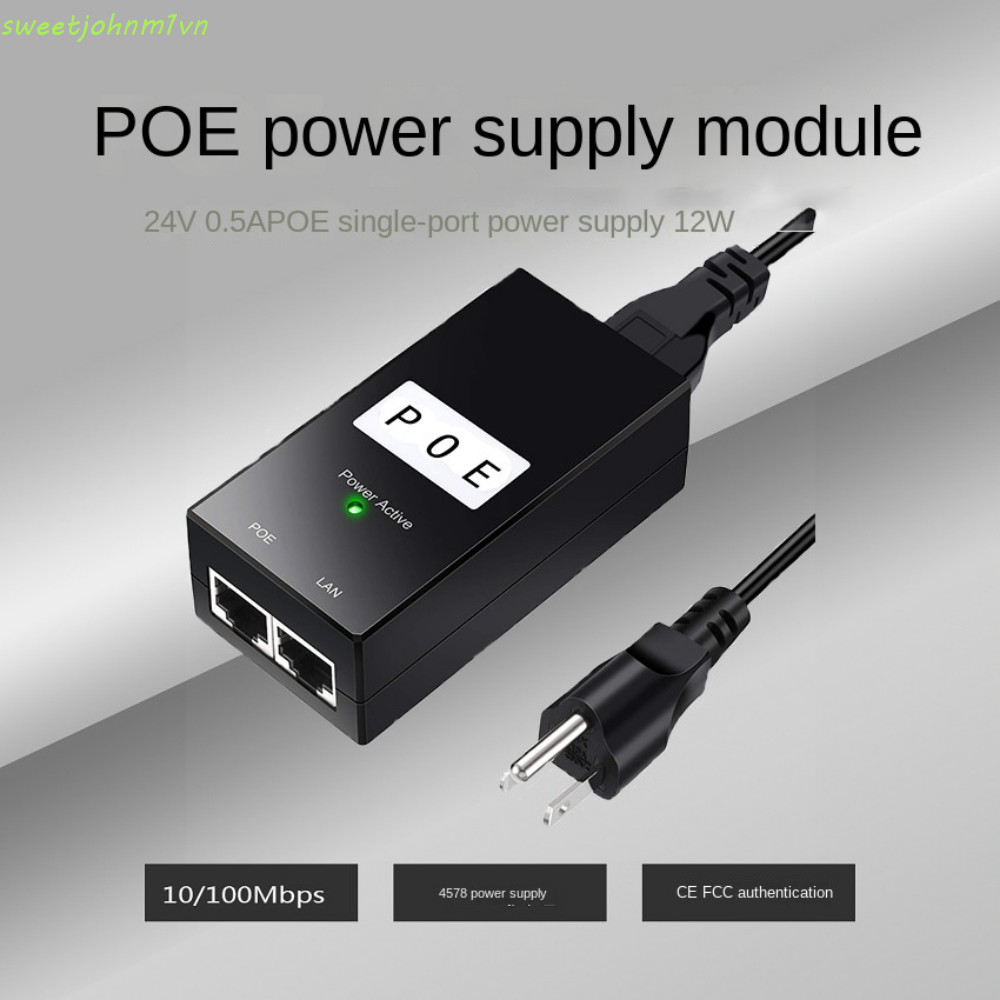 SWEETFASHION POE Power Injector, Bộ nguồn POE tương thích 24V / 48V 0.5A, Bộ nguồn bộ định tuyến IEE