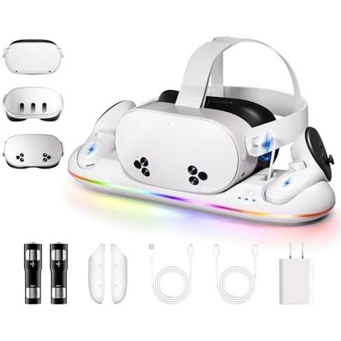 Đế sạc cho Meta Quest 3 / 3S- Trạm sạc nhanh Tương thích với phụ kiện sạc Oculus Quest 2 / 3 / 3S-VR