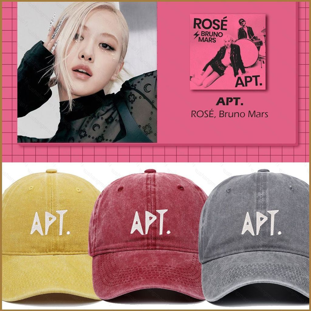 Blackpink XX1J BLACK PINK ROSE album trò chơi Hàn Quốc APT thêu chữ có thể giặt được mũ bóng chày ph