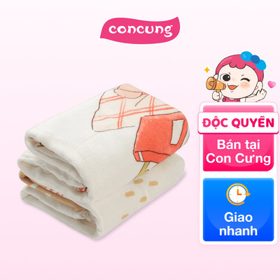 Set 2 Khăn tắm đa năng sợi tre in hình Animo  B2409_MN005 (110x110cm,Trắng)