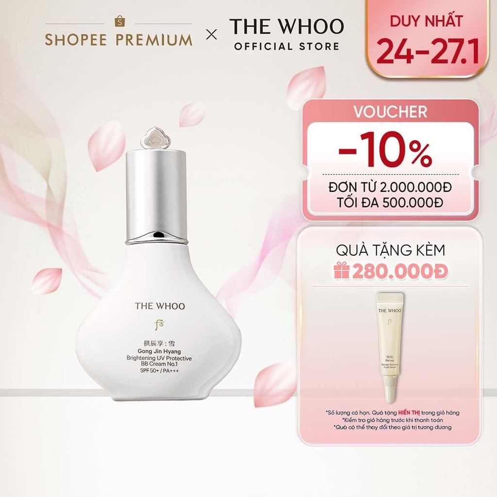 [THE WHOO OFFICIAL] Kem BB trang điểm chống nắng Gongjinhyang Brightening UV Protective BB Cream SPF
