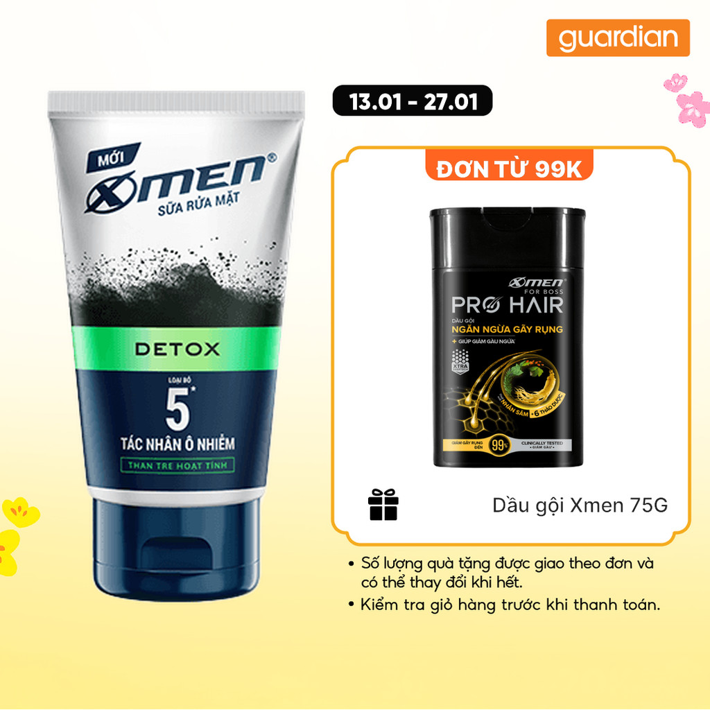 Sữa Rửa Mặt X-Men Loại Bỏ 5 Tác Nhân Ô Nhiễm Go Detox Ngừa Mụn Hỗ Trợ Sáng Da 100Gr