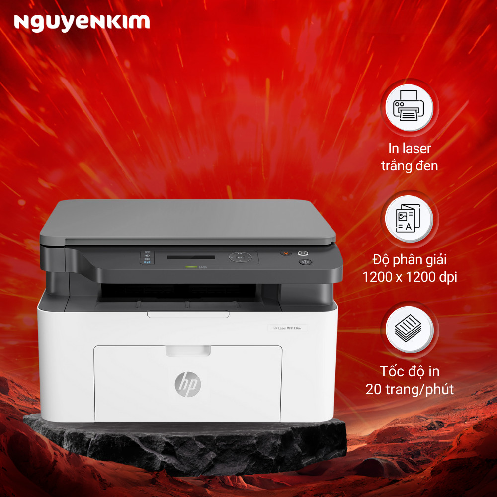 Máy in laser đen trắng đa chức năng HP Laser MFP 136W 4ZB86A