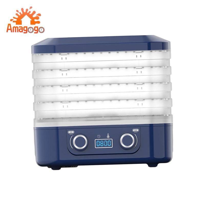 Máy sấy thực phẩm Amagogo Máy sấy trái cây 5 lớp Công suất cao Máy sấy thịt bò có thể xếp chồng lên nhau 35-70C Kiểm soát nhiệt độ cho thức ăn cho thú cưng