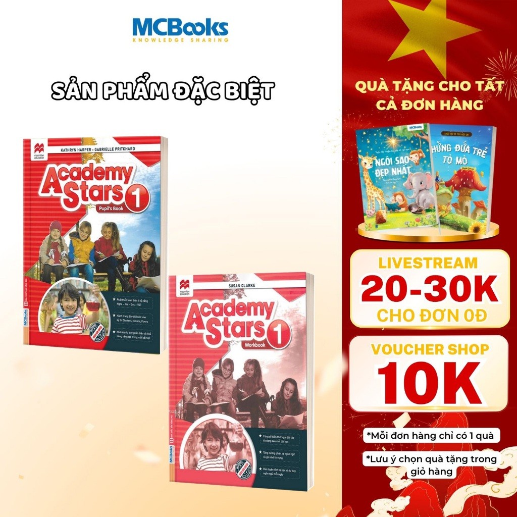Sách - Academy Stars 1 Pupil’s Book + Workbook - Sách Học tiếng Anh Cho Trẻ Chuẩn Cambridge