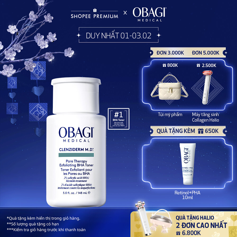 [Voucher SVIP 20%] Toner tẩy tế bào chết làm sạch mụn BHA Obagi Clenziderm M.D. Exfoliating 148ml