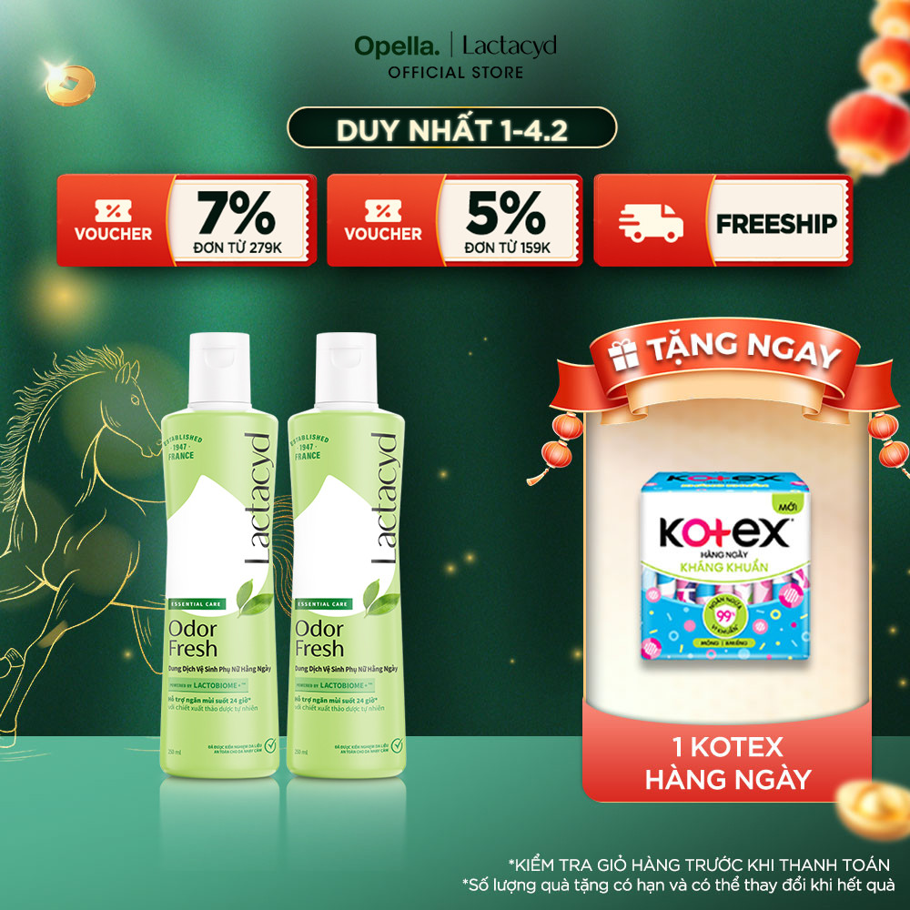 Bộ 2 chai Dung Dịch Vệ Sinh Phụ nữ Lactacyd Odor Fresh Ngăn Mùi 24H 250ml/chai
