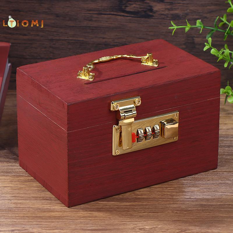[LTIOMJ] Hộp Gỗ Mật Khẩu Lo Tiết Kiệm Tiền Hộp Đựng Tiền Xu Heo Đất Tổ Chức Với Lo Hộp Kho Báu Cho T