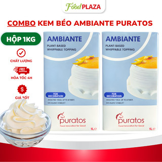 Kem Béo Thực Vật Ambiante Puratos Hộp 1Kg, Whipping Topping Dễ Đánh Bông, Ổn Định Cao, Làm Bánh & Pha Chế