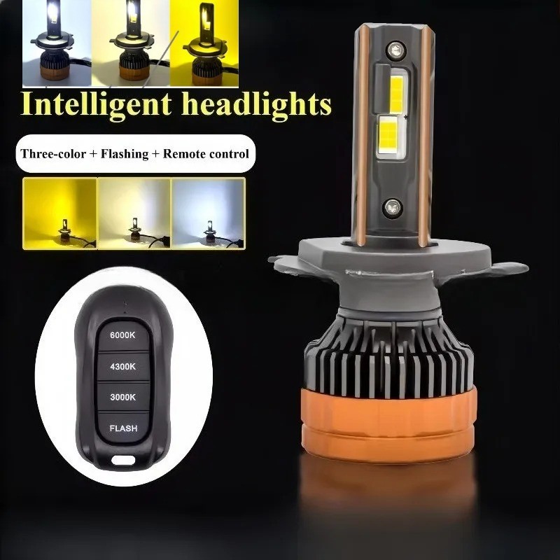 Đèn pha LED điều khiển từ xa H11 Tricolor H4 H1 H7 H11 HB3 9005 HB4 9006 6500K 4300K 3000K cho đèn p