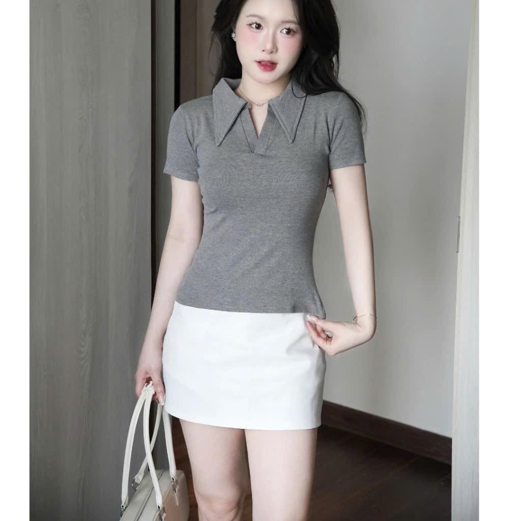 Áo Thun Nữ Cổ Sơ Mi Cotton Mịn Cao Cấp, Form Ôm Đẹp, Co Giãn Thoải Mái, Thanh Lịch | BigBuy360 - bigbuy360.vn