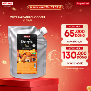 Mứt Sô Cô La Làm Bánh Vị Cam - ANDROS Chocofill - Nguyên liệu làm bánh - 1KG
