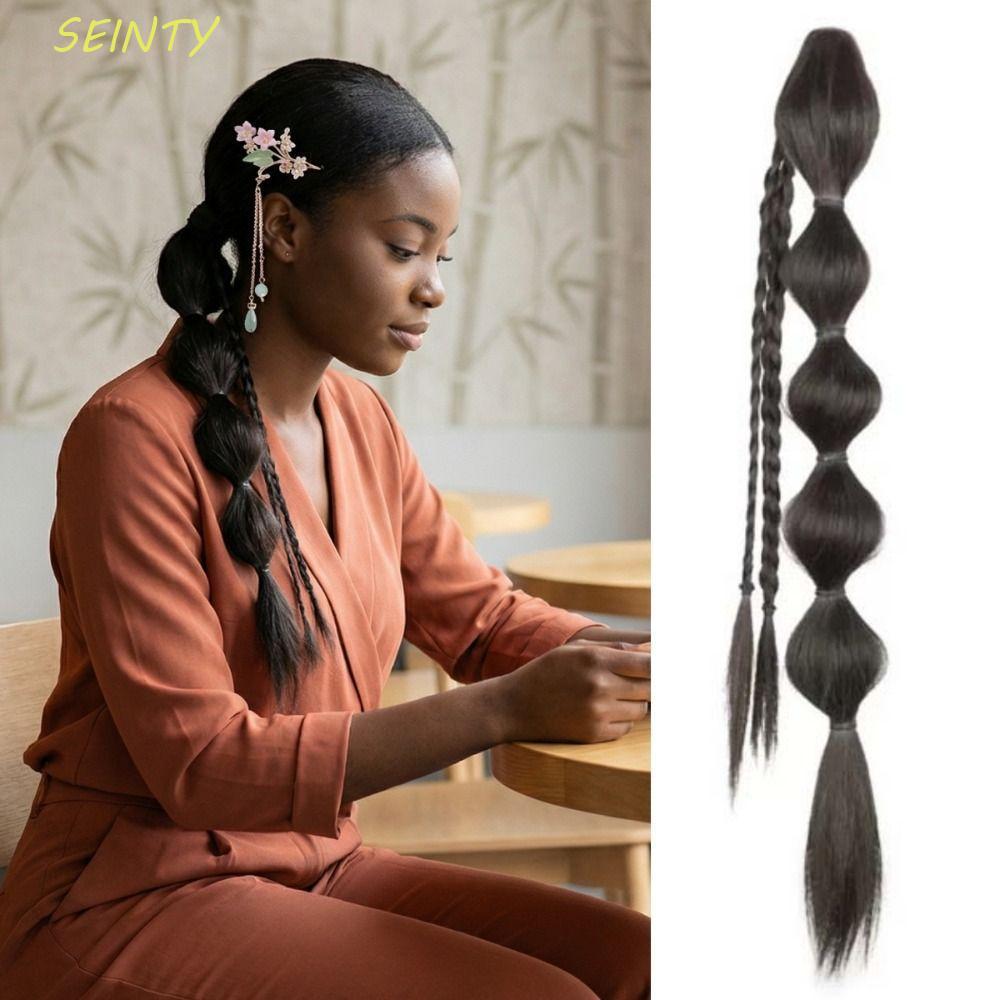 SEINTY Twisted Braid Hair Extension - Synthetic Fine Hair, Stylish for Hanfu & Casual Wear