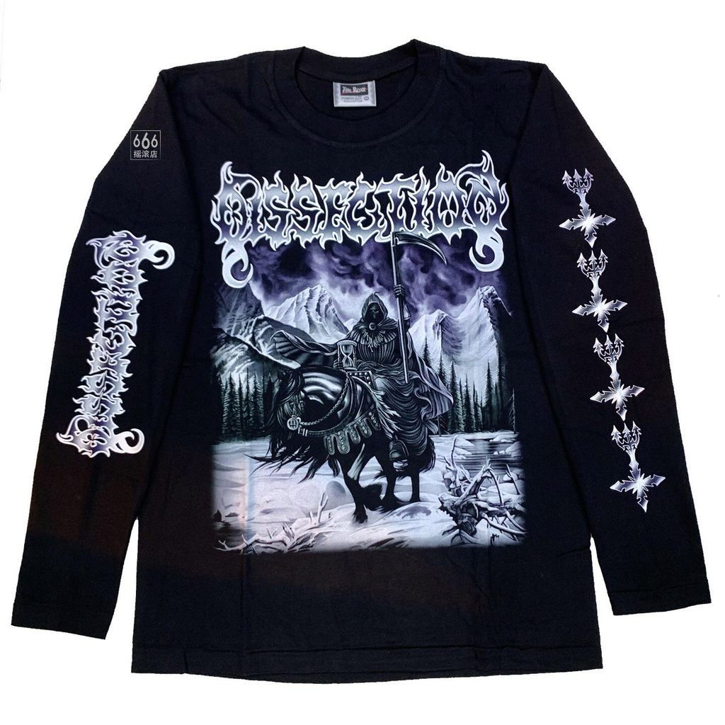 Áo Thun Dài Tay In Hình DISSECTION Nền Kim Loại Đen, Vải Cotton, Phong Cách Cổ Điển Unisex