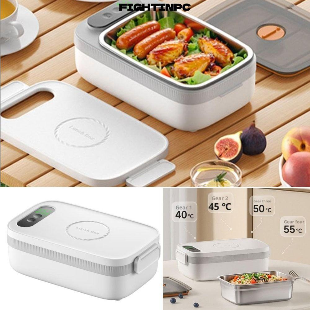 Máy hâm nóng thực phẩm FIGHTINPC, 1000ML có hẹn giờ & 4 cài đặt nhiệt độ Hộp cơm trưa sưởi ấm bằng điện, Hộp Bento di động 4 giữ ấm không dây