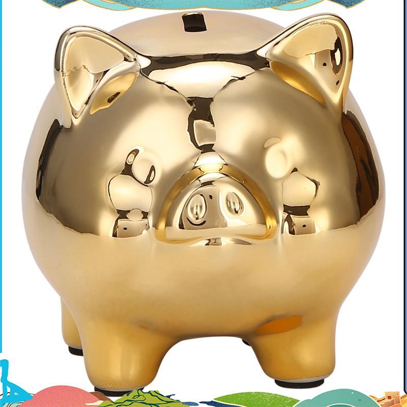 Gốm Vàng Lợn Heo Heo Đất Đồng Xu Dễ Thương Heo Đất Trang Trí Lợn May Mắn, Lợn Vàng