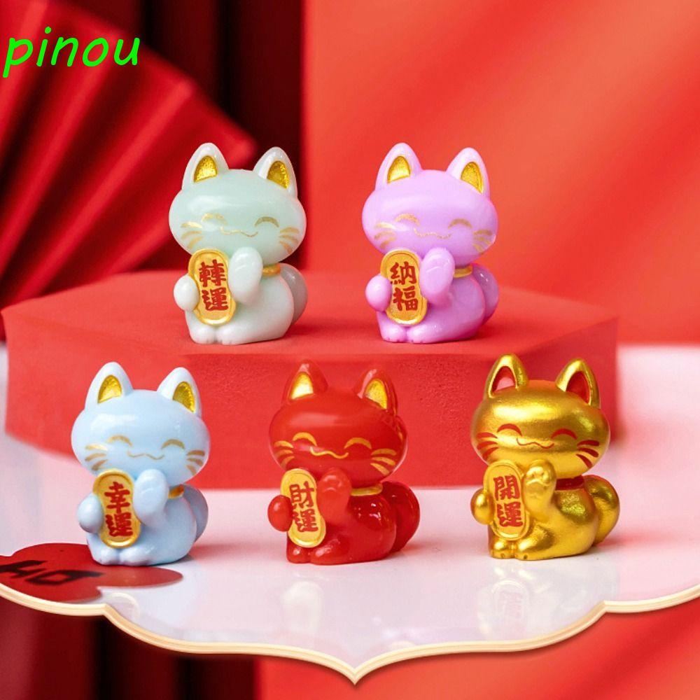 Tượng mèo may mắn DÀIQIYING, Tượng mèo may mắn tinh tế dễ thương, Trang trí nội thất Phim hoạt hình 