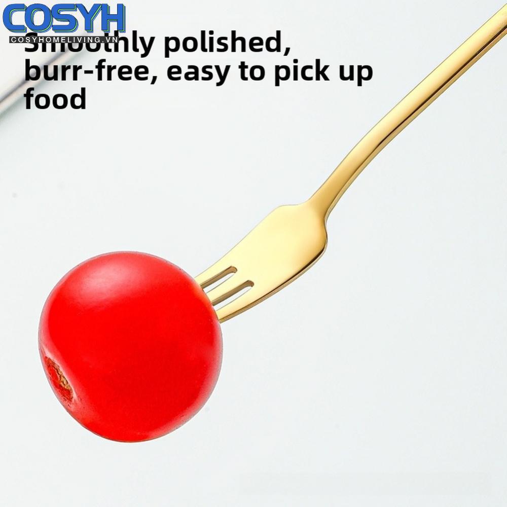 <cosyh>Long Handle Spoon and Fork Set with For LEAF Pattern Made of 304 Stainless Steel